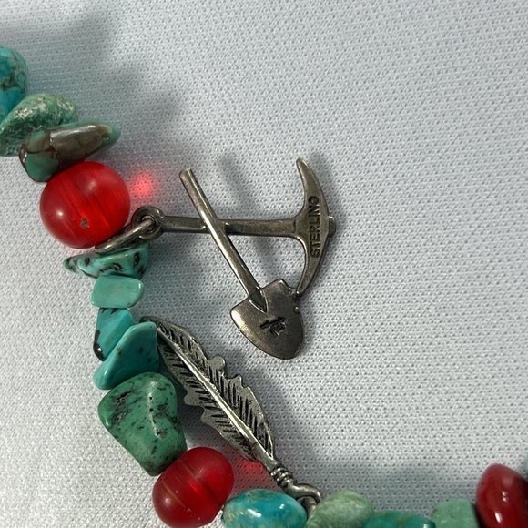 Southwestern Native American Style Necklace Chip Faux Turquoise Charms - Picture 5 of 10